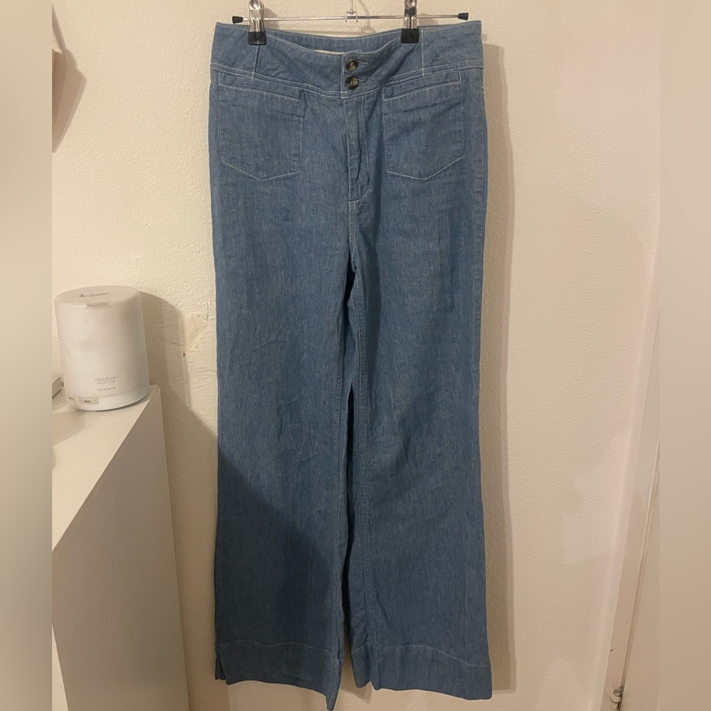 The Junie high rise wide leg flare pants by maeve | Anthropologie